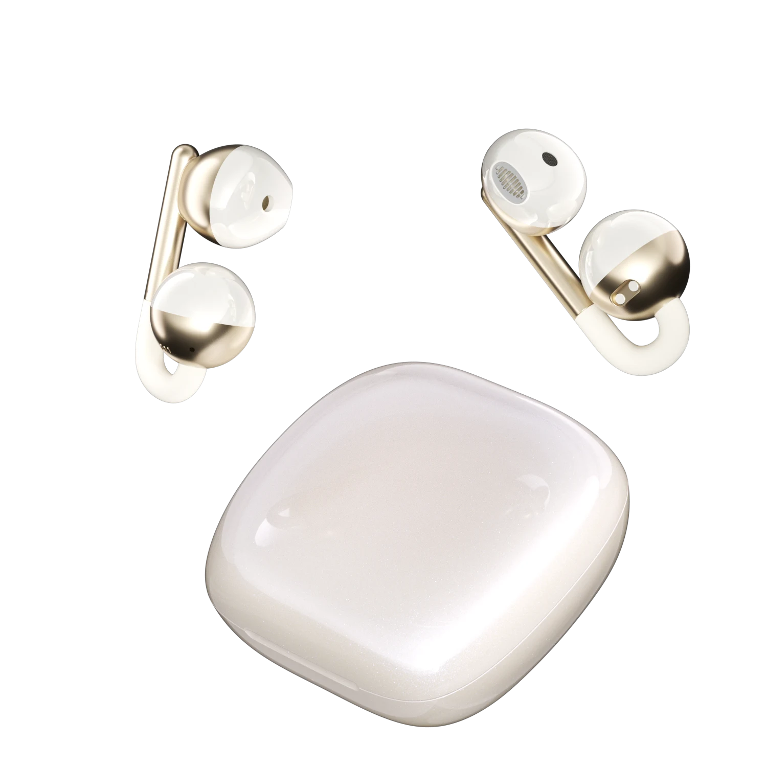 F22 in Cream — Earbuds & closed case