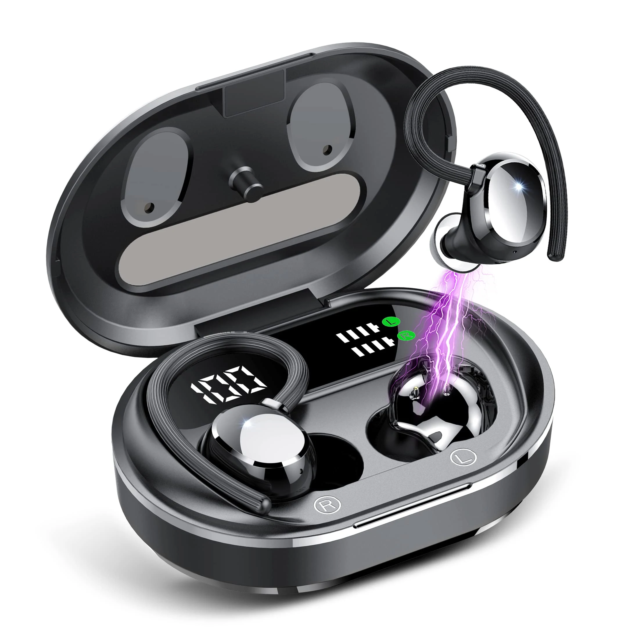 Q35 in Black — Earbuds & charging case