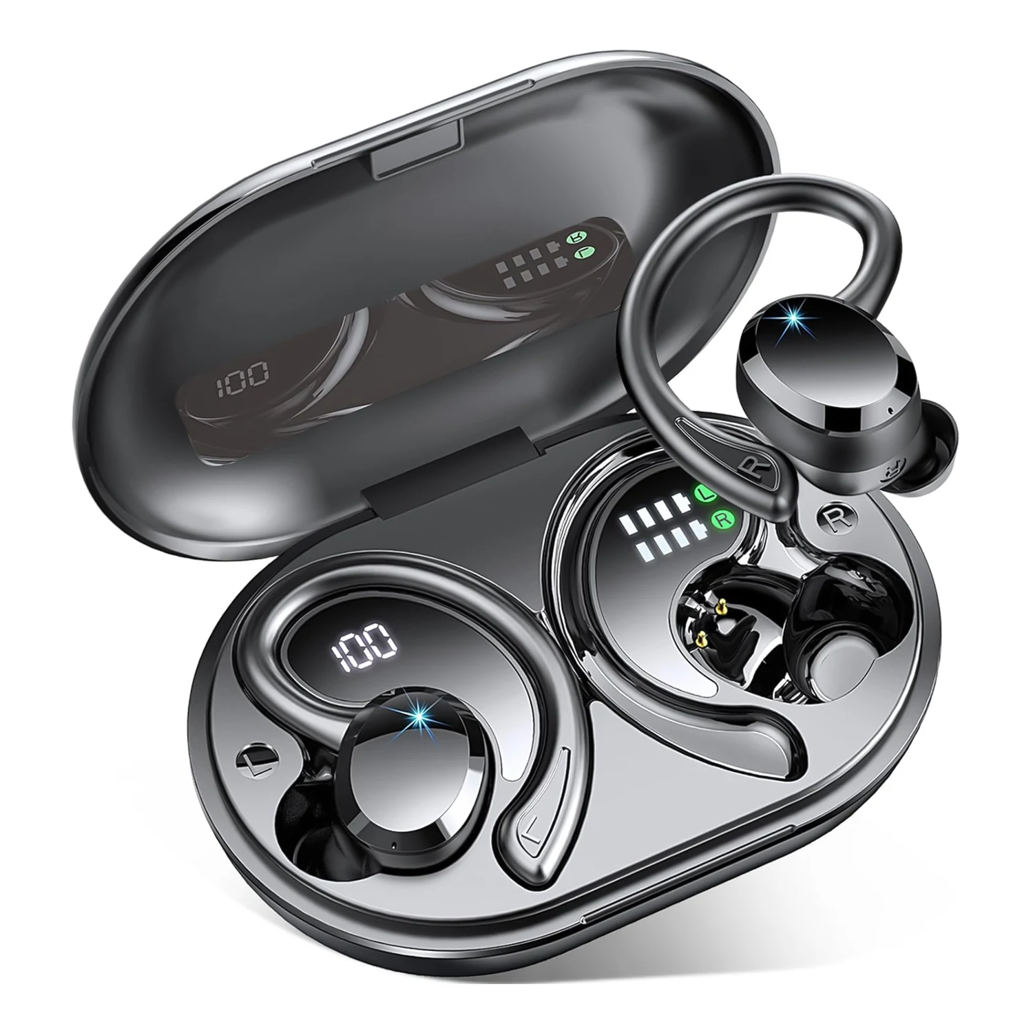 Q38 in Black — Earbuds & charging case